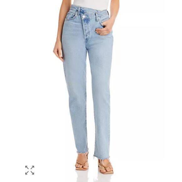 Agolde Denim - Agolde Criss Cross High Rise Straight Leg Jeans in Dimension 29 X 31